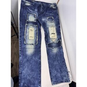 Embellish jeans men 44x34 Blue NWT Distressed Ripped